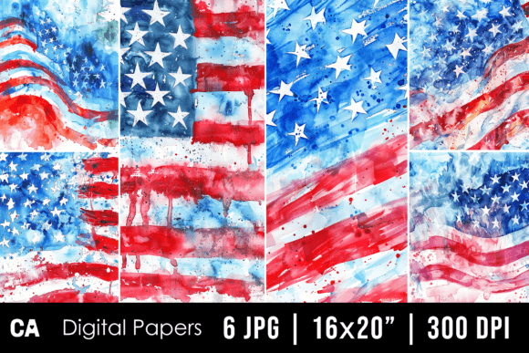 Abstract Watercolor USA Flag Backgrounds for Creative Projects