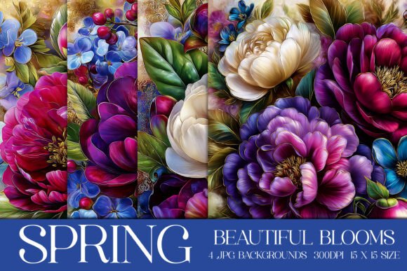 Beautiful Spring Blooms Backgrounds, S5: A Designer's Toolkit
