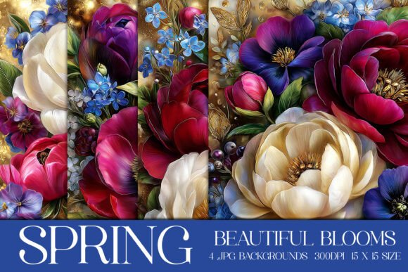 Beautiful Spring Blooms Backgrounds, S8: Fresh Floral Textures