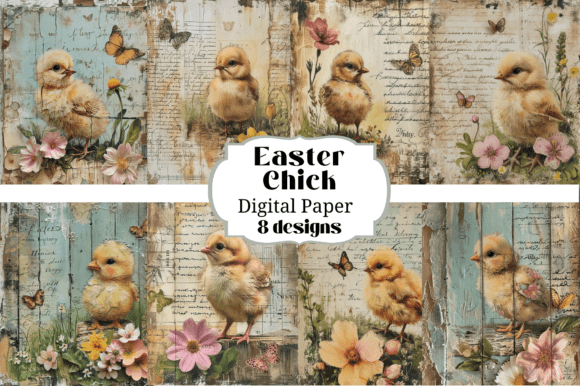 Charming Easter Creations: 8 Chick Peep Flower Backgrounds