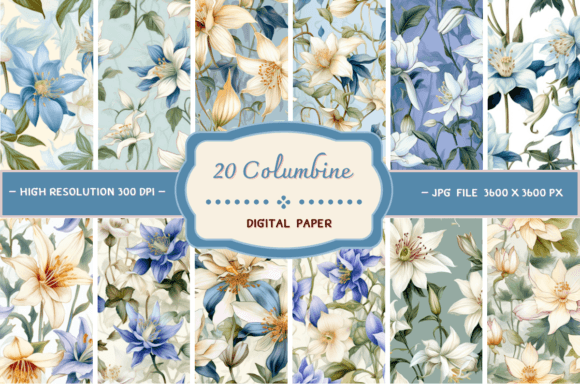 Columbine Flowers Digital Backgrounds: A Botanical Designer's Toolkit