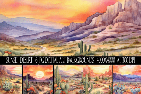 Desert at Dusk: Creating Depth with Watercolor Sunset Backgrounds