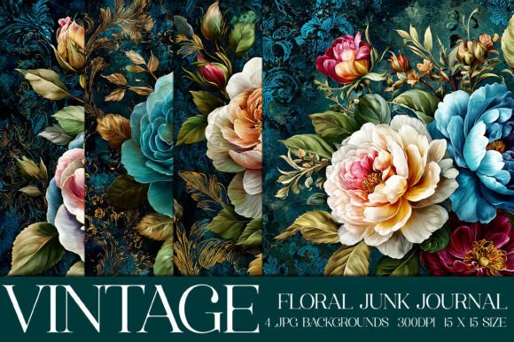 Luxury Floral Flowers Backgrounds, S4: Vintage Charm for Modern Projects