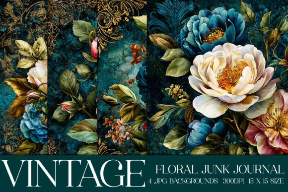 Luxury Floral Flowers Backgrounds: Vintage Patchwork for Modern Crafts