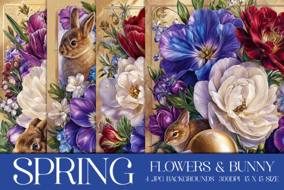 Spring Flowers and Bunny Backgrounds: Elevate Your Designs