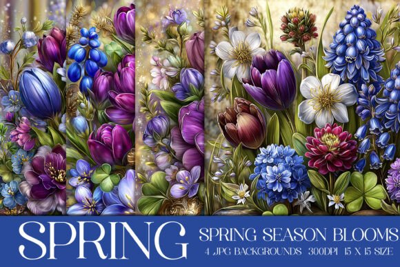 Spring Season Blooms Backgrounds, S1: Elevate Your Digital Crafts