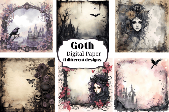 Unleash Dark Elegance: 11 Goth Gothic Digital Paper Backgrounds