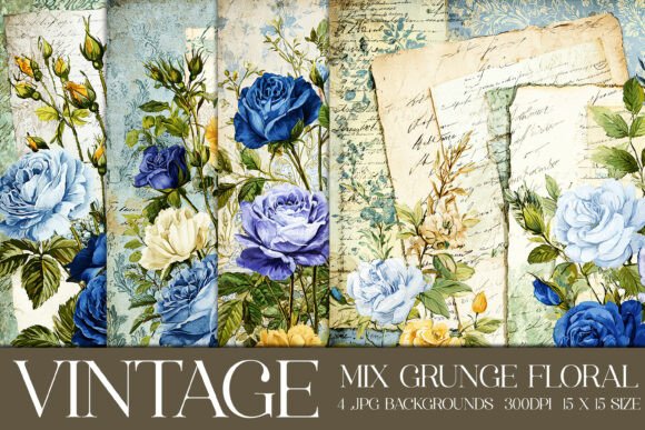Unpacking the Textured Appeal of Vintage Grunge Floral Backgrounds, S8