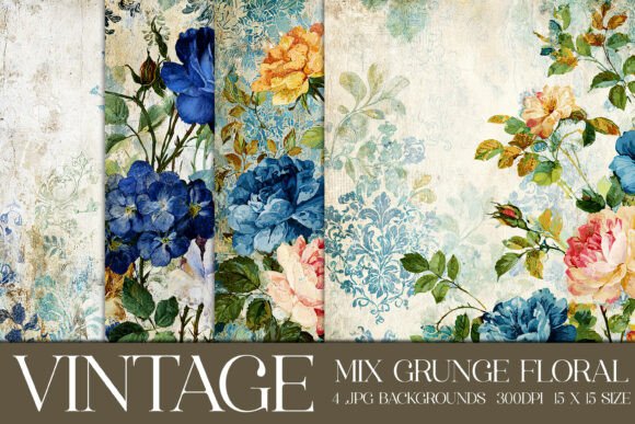 Unveiling Vintage Grunge Floral Backgrounds, S13