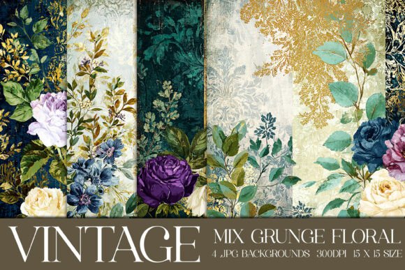 Vintage Grunge Floral Backgrounds: S12 Collection