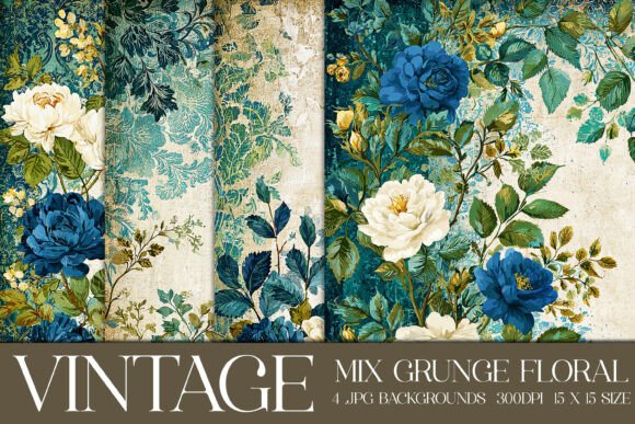 Vintage Grunge Floral Backgrounds, S16: A Designer's Digital Toolkit